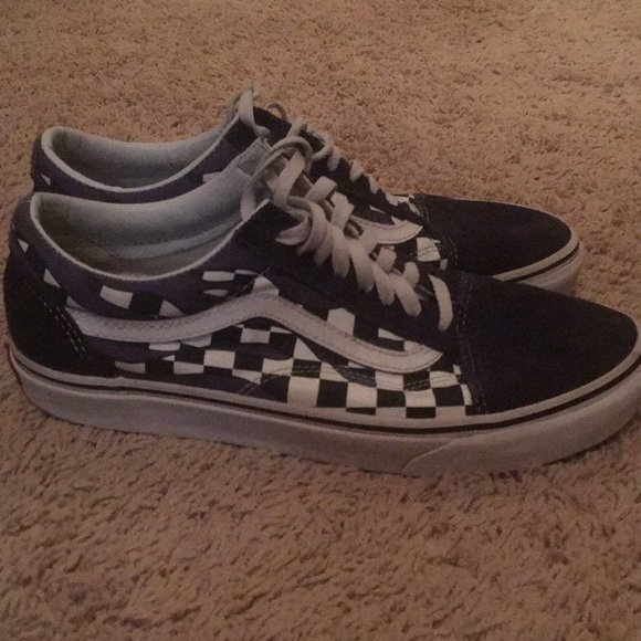 Vans Nave Blue Checkered Flame Shoes - Picture 3 of 5